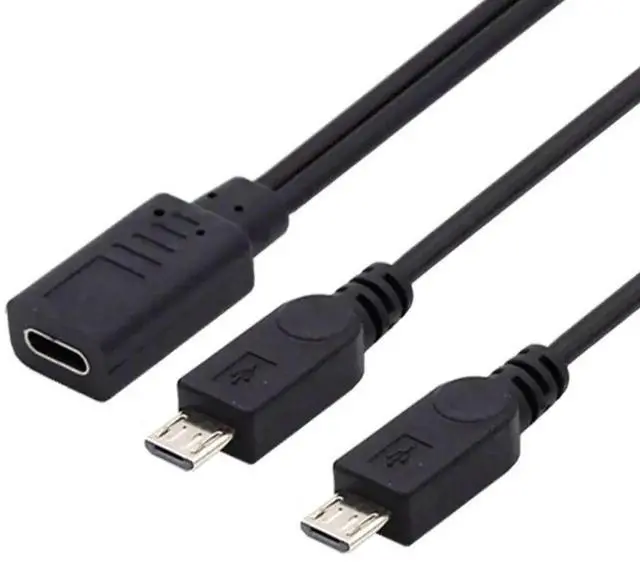 Alt view image 3 of 7 - 0.3M USB-C 1 to 2 Micro USB Splitter Charging Cable, Dual Micro USB Port Multi Charging Cord for Two Devices Simultaneously