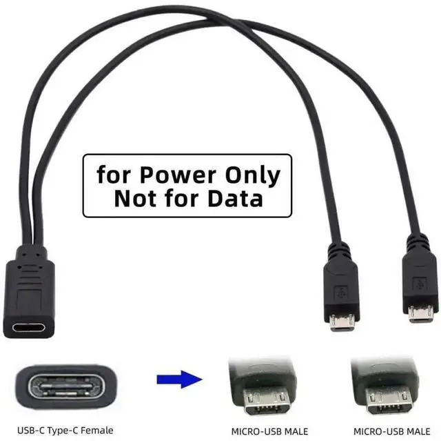 Alt view image 7 of 7 - 0.3M USB-C 1 to 2 Micro USB Splitter Charging Cable, Dual Micro USB Port Multi Charging Cord for Two Devices Simultaneously