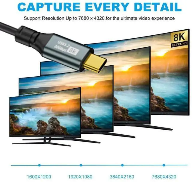 Alt view image 6 of 7 - 6FT/1.8M Retractable Coiled USB-C to USB-C Cable | USB3.2 Gen2x2 20Gbps, 100W PD Charging & 8K@60Hz Video Cord
