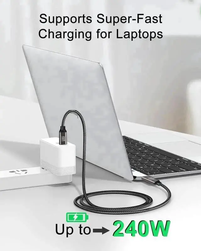 Alt view image 5 of 7 - 2M/6.6FT Nylon Braided USB-C to USB-C Cable | PD3.1 240W(48V 5A) Super Fast Charging Cord Compatible with MacBook Pro, iPad Pro, Galaxy S22/A10 & All USB-C Devices