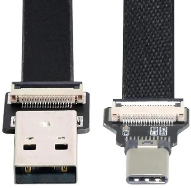 Alt view image 3 of 7 - 0.5M Ultra Thin Flat Ribbon USB2.0 A Male to USB-C Male Flex Extension Cable