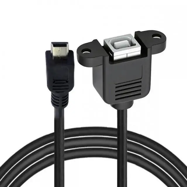 Main image of Panel Mount Mini USB 5Pin Male to USB2.0 B Female Cable with M3 Locking Nuts