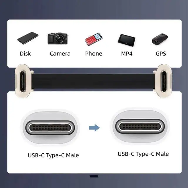 Alt view image 7 of 7 - Dual-Angled Ultra Slim Flat USB-C to USB-C Cable | USB2.0 & 65W PD Fast Charging Cord for Laptop, Tablet & Smartphone