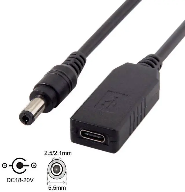 Alt view image 4 of 7 - USB3.1 Type-C to Dual DC 5.52.1mm & 5.52.5mm PD Emulator Trigger Cable | Fixed 20V Output for DC Port Laptops