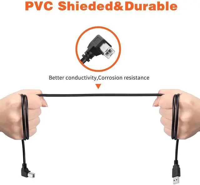 Alt view image 4 of 7 - 1.5M Right-Angle 90° USB2.0 Type A Male to Type B Male Printer Cable | 480Mbps High Speed Cord for Printers & Scanners