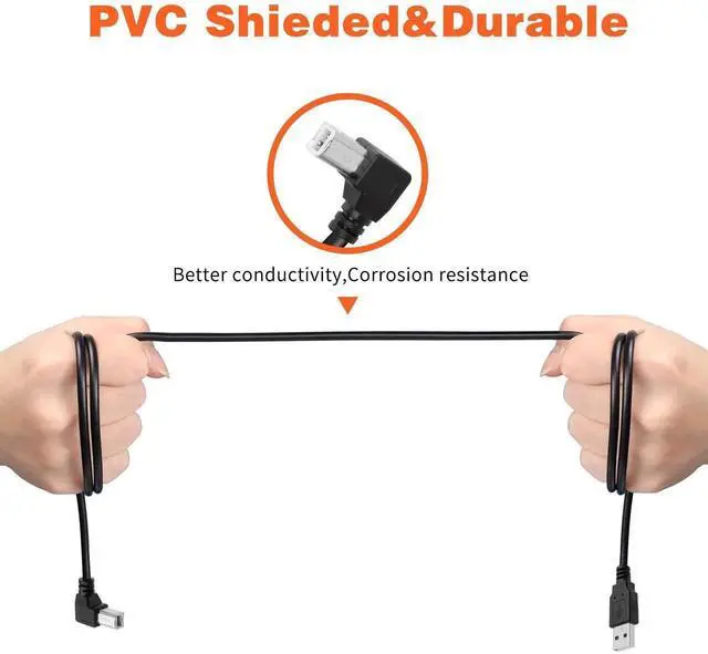 Alt view image 2 of 7 - 1.5M Left 90-Degree USB2.0 Type A Male to Type B Male Printer Cable | 480Mbps High Speed Cord for Printers & Scanners