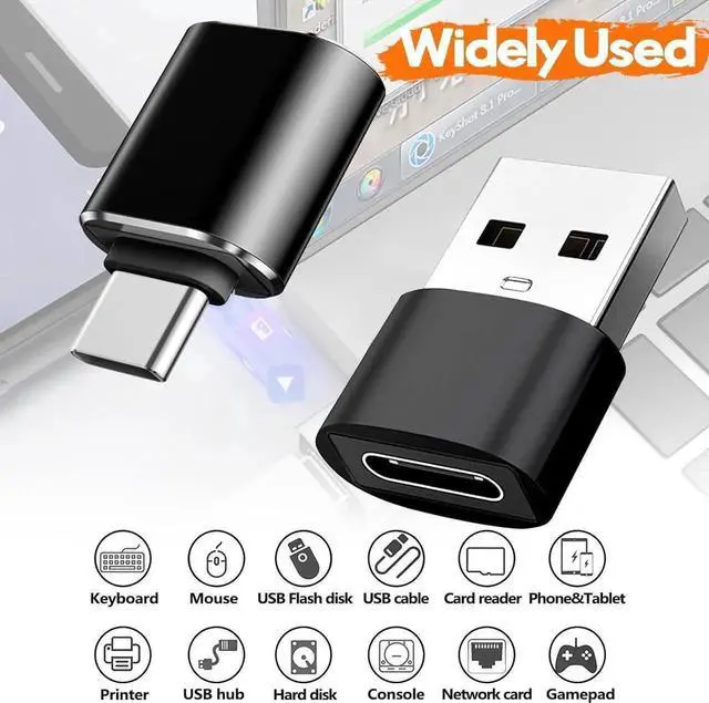 Alt view image 2 of 7 - Black 4-Pack USB Adapter Set: 2×USB-C Male to USB-A Female + 2×USB-A Male to USB-C Female | High-Speed Data & Fast Charging Converter