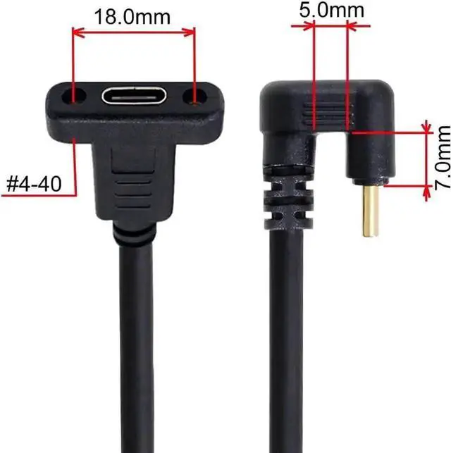Alt view image 3 of 7 - 30cm U-Shaped 180° Back Bend USB3.1 Type-C Male to Female Extension Cable