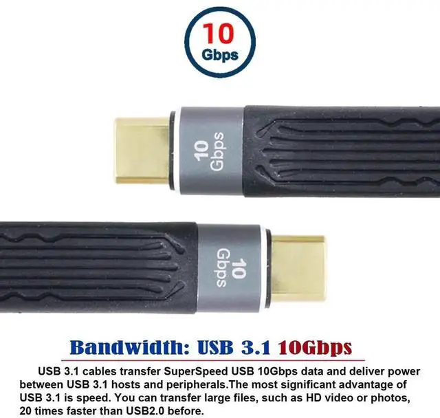 Alt view image 2 of 7 - 13cm Ultra-Thin FPC Flat USB3.1 Gen2 Type-C Male to Male Cable | 10Gbps Data Cord for Laptops & Smartphones
