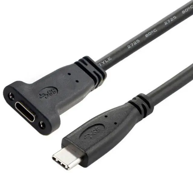 Alt view image 7 of 7 - 2 Pack 0.2M Panel Mount USB3.1 Gen2 Type-C Male to Female Extension Cable | 10Gbps Data & Fast Charging Cord