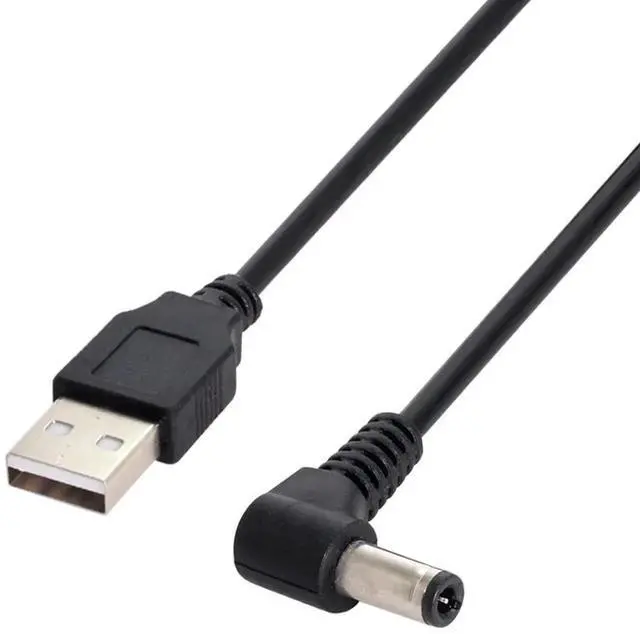 Alt view image 5 of 6 - 100cm Right Angle USB2.0 A Male to 5.5×2.5mm DC Barrel Power Cable | 90° 5V Charging Cord