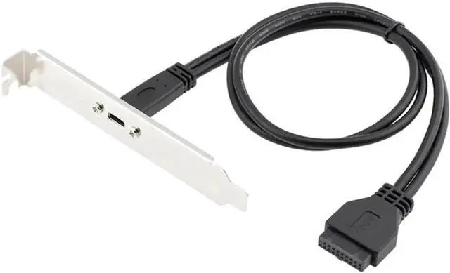 Main image of 50cm PCIe Full Profile Bracket USB3.0 20Pin Motherboard Header Female to Type-C Female Adapter Cable, 5Gbps Rear Chassis USB-C Expansion Cord