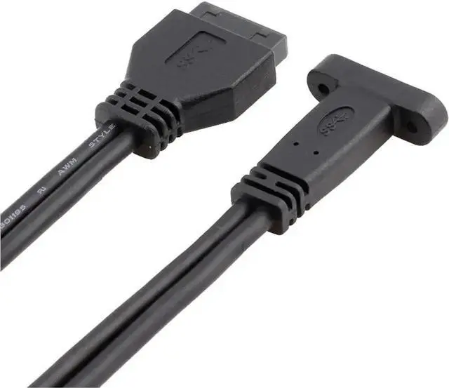 Alt view image 2 of 5 - 50cm PCIe Full Profile Bracket USB3.0 20Pin Motherboard Header Female to Type-C Female Adapter Cable, 5Gbps Rear Chassis USB-C Expansion Cord