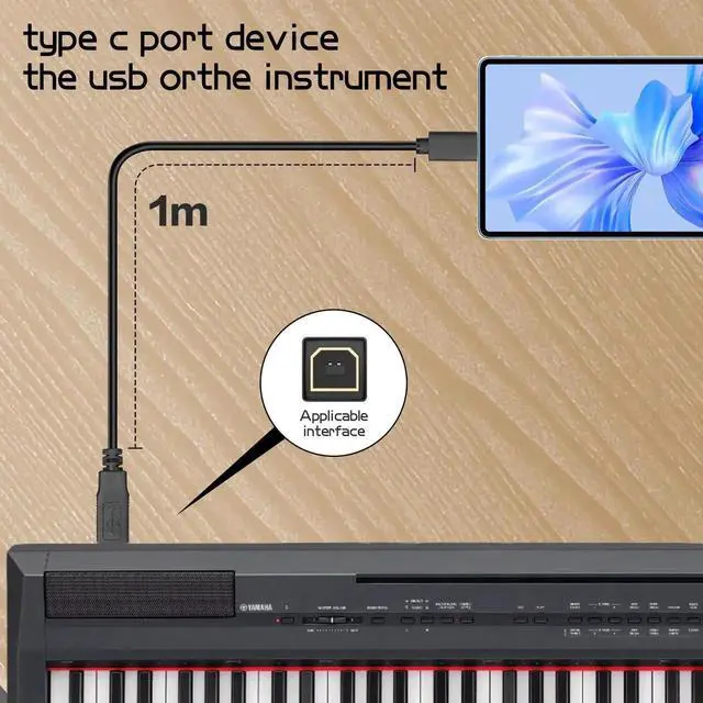 Alt view image 6 of 6 - 3FT USB C to USB B Printer Scanner Cable, Type-C to USB-B MIDI Cord Compatible with Digital Piano, MIDI Controller, DJ Controller, Printers & Scanners