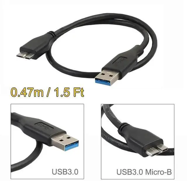 Alt view image 2 of 3 - USB 3.0 A Male to Micro B Male Hard Drive Cable, High Speed External HDD Data Transfer Cord Compatible with Portable External Hard Disk Drives