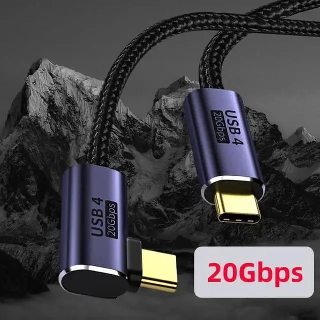 Alt view image 3 of 7 - 2M Left & Right Angled USB4 Gen2 USB C Male to Male Cable, 20Gbps Data Transfer & 100W 20V 5A PD Fast Charging Cord for Laptops, Tablets and Smartphones