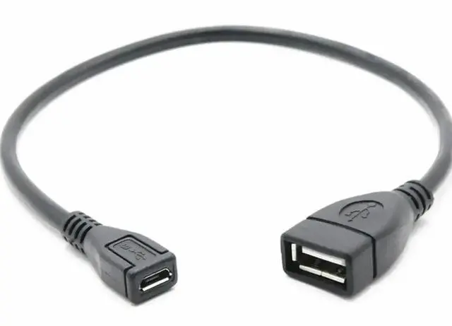Main image of USB 2.0 Female to Micro USB Female Adapter Cable, Dual Female Port Converter Cord for Charging & Data Sync Extension
