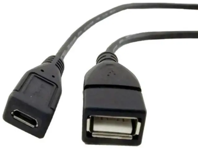 Alt view image 3 of 3 - USB 2.0 Female to Micro USB Female Adapter Cable, Dual Female Port Converter Cord for Charging & Data Sync Extension
