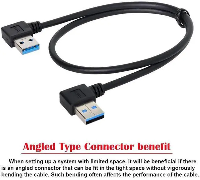 Alt view image 7 of 7 - 50cm Dual 90 Degree Left to Right Angled USB 3.0 A to A Cable, Right & Left Elbow Type-A Data Cord for External Hard Drive & Desktop PC Connection