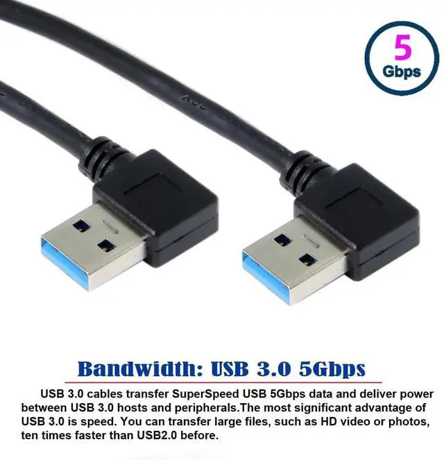 Alt view image 5 of 7 - 20cm Dual Right 90 Degree USB 3.0 A to A Cable, Double Right-Angled Type-A Data Cord for External Hard Drive & PC Peripherals