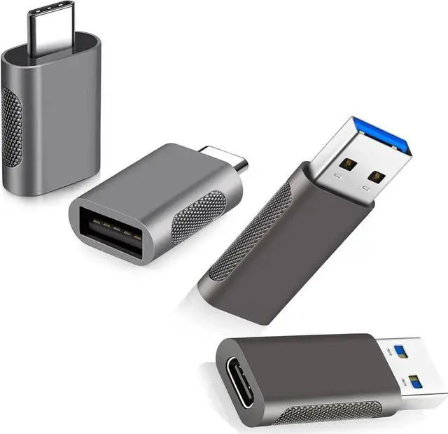 Main image of 4 Pack USB C & USB A Converter Adapters, 2×USB-C Male to USB-A Female + 2×USB-A Male to USB-C Female, Fast Charging & High Speed Data Transfer Plug for iPhone, iPad, Laptop, PC and USB-C Devices