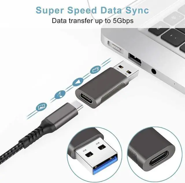 Alt view image 4 of 7 - 4 Pack USB C & USB A Converter Adapters, 2×USB-C Male to USB-A Female + 2×USB-A Male to USB-C Female, Fast Charging & High Speed Data Transfer Plug for iPhone, iPad, Laptop, PC and USB-C Devices