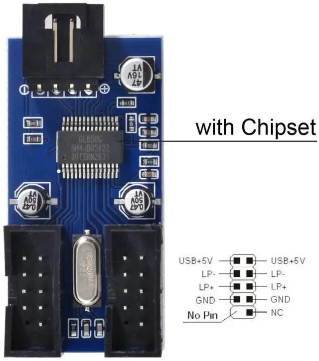 Alt view image 3 of 7 - USB2.0 Motherboard 9Pin/10Pin Header 1-to-4 Splitter Extension Cable, Mainboard Internal Header to Quad USB2.0 Female Port Hub Adapter