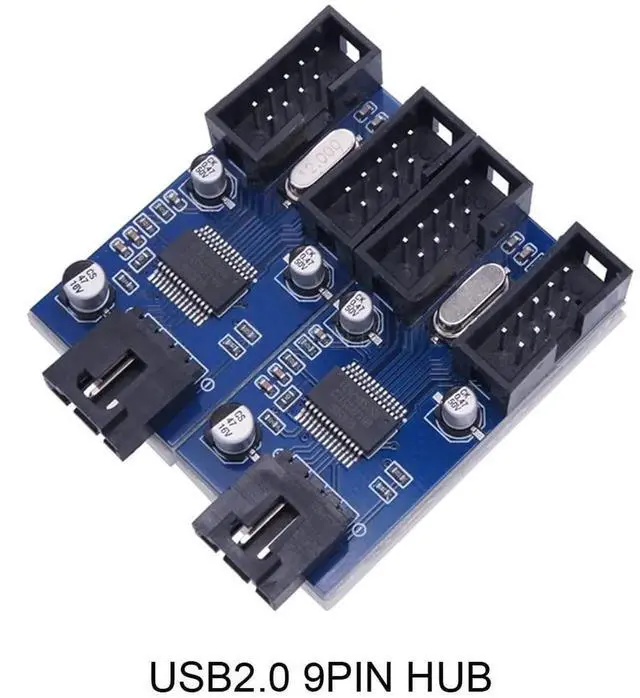 Alt view image 4 of 7 - USB2.0 Motherboard 9Pin/10Pin Header 1-to-4 Splitter Extension Cable, Mainboard Internal Header to Quad USB2.0 Female Port Hub Adapter