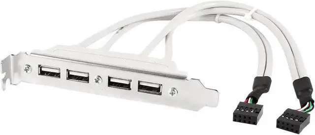 Main image of 30CM / 1FT PCI Slot USB 2.0 Bracket Cable, Dual 9Pin Motherboard Header to 4×USB2.0 Female Port Splitter with Full-Height PCI Baffle Cover