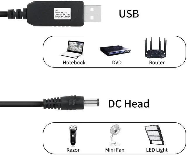 Alt view image 4 of 6 - USB to DC 5.5×2.1mm Step-Up Power Cable, DC5V Input to DC12V Output Voltage Boost Converter Cord for Fan, LED, Router & Speaker