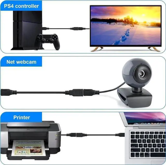 Alt view image 4 of 7 - 8 Inch Black USB3.0 Type A Male to Female Extension Cable, 5Gbps High Speed USB Extender Cord for USB Hub & Peripherals