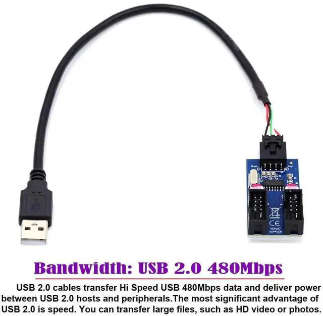 Alt view image 4 of 7 - USB2.0 10Pin Motherboard Header Splitter Cable, 1-to-2 Type-A Female Port Multiplier Adapter