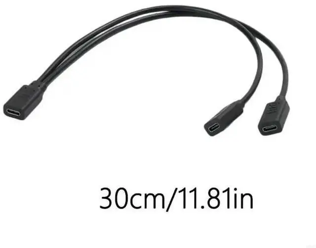 Alt view image 3 of 3 - USB-C Female to Dual USB-C Female Splitter Adapter, 1-to-2 Type-C Port Power Split Charging Hub
