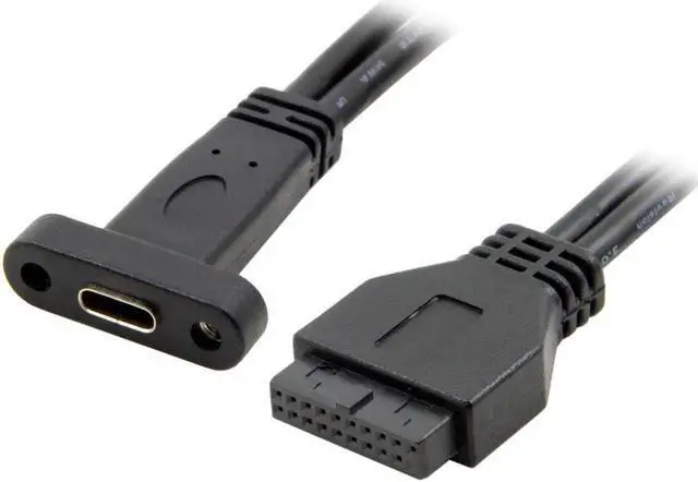 Alt view image 2 of 3 - 40cm Single Port USB3.0 Motherboard 19Pin Header to Panel Mount USB3.1 Gen1 Type-C Female Extension Cable