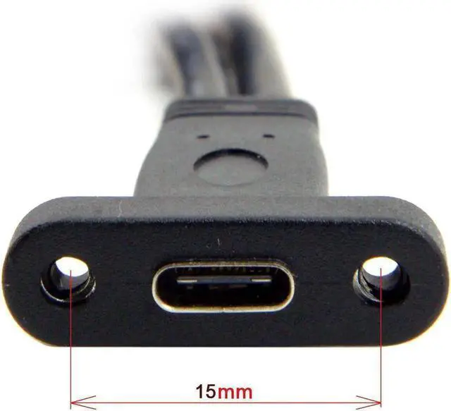 Alt view image 3 of 3 - 40cm Single Port USB3.0 Motherboard 19Pin Header to Panel Mount USB3.1 Gen1 Type-C Female Extension Cable