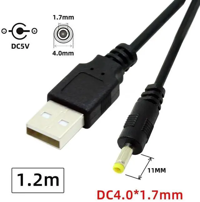 Alt view image 2 of 7 - 120CM Straight USB2.0 A Male to 4.0×1.7mm DC Barrel Power Cable, 5V DC Charging Cord