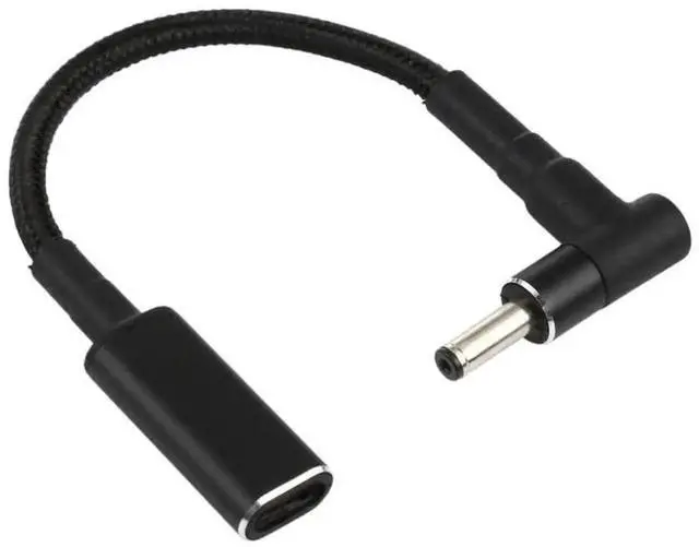 Main image of Right Angle 4.0×1.35mm DC to USB-C Nylon Braided PD Trigger Cable | 100W, 18.5V~20V Fixed Output