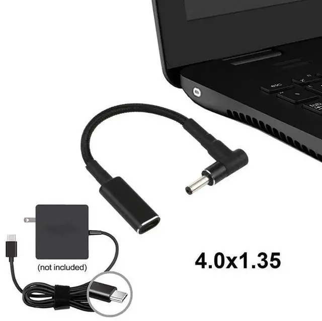 Alt view image 3 of 5 - Right Angle 4.0×1.35mm DC to USB-C Nylon Braided PD Trigger Cable | 100W, 18.5V~20V Fixed Output