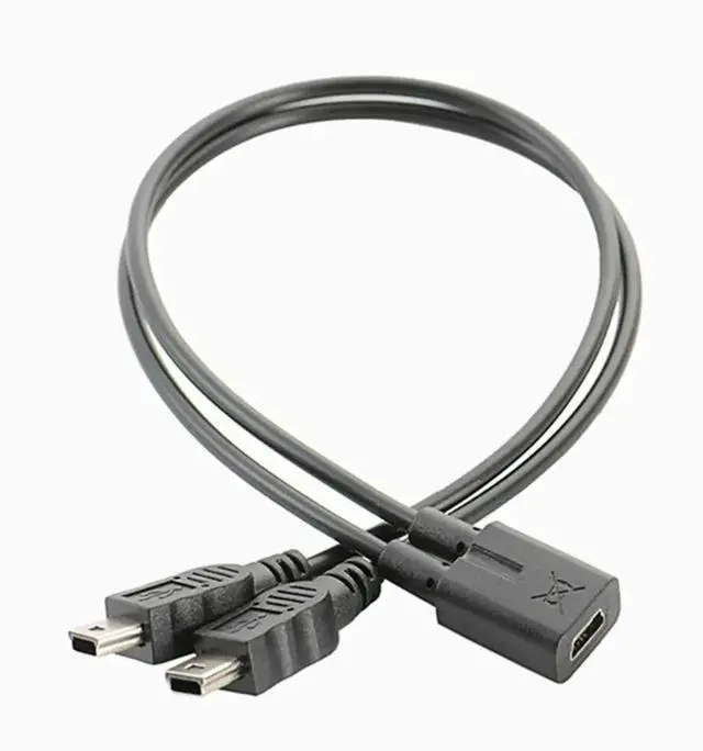 Main image of USB2.0 Mini 5Pin Female to Dual USB-A Male Y Splitter Charging Cable