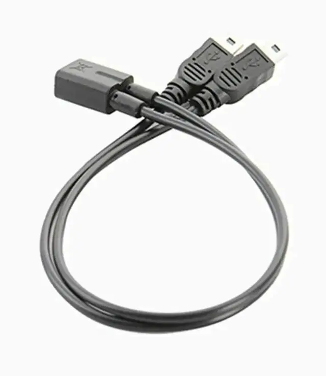 Alt view image 3 of 3 - USB2.0 Mini 5Pin Female to Dual USB-A Male Y Splitter Charging Cable