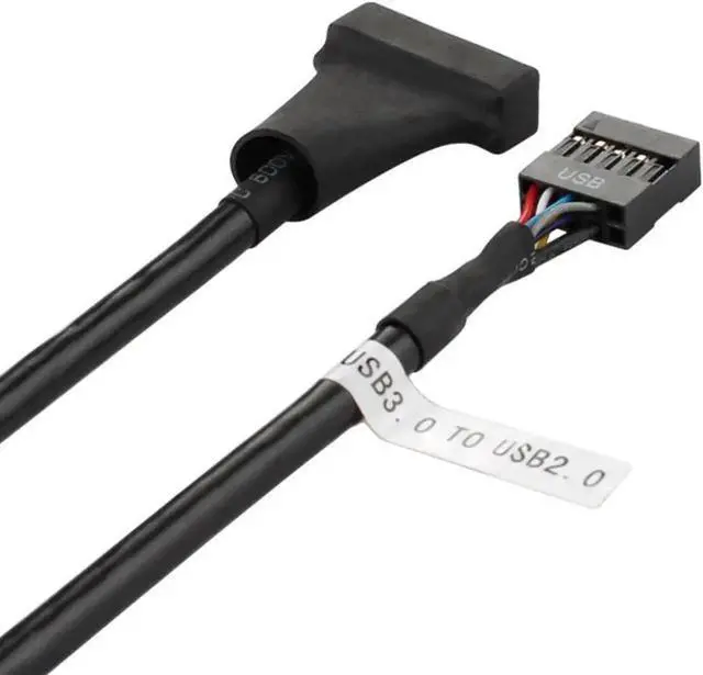 Alt view image 2 of 3 - Black USB2.0 9Pin Female to USB3.0 20Pin Mainboard Header Conversion Cable