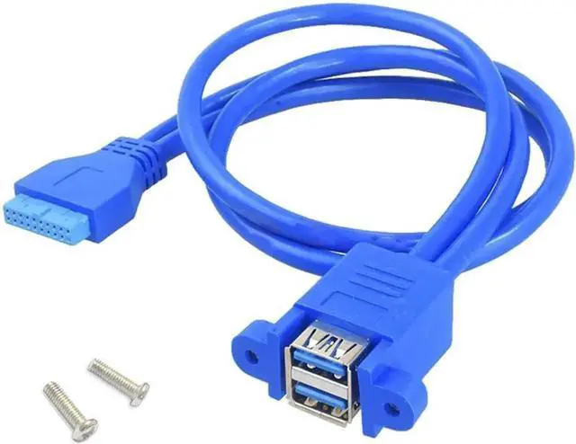 Main image of Motherboard 19/20Pin USB3.0 Header to Dual USB3.0 Type-A Female Splitter Cable with Mount Screw Holes