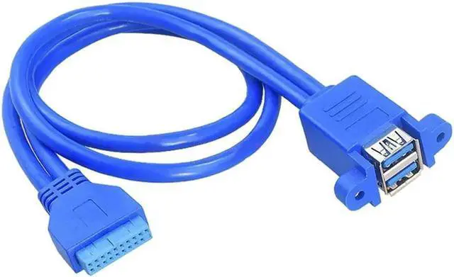 Alt view image 5 of 6 - Motherboard 19/20Pin USB3.0 Header to Dual USB3.0 Type-A Female Splitter Cable with Mount Screw Holes