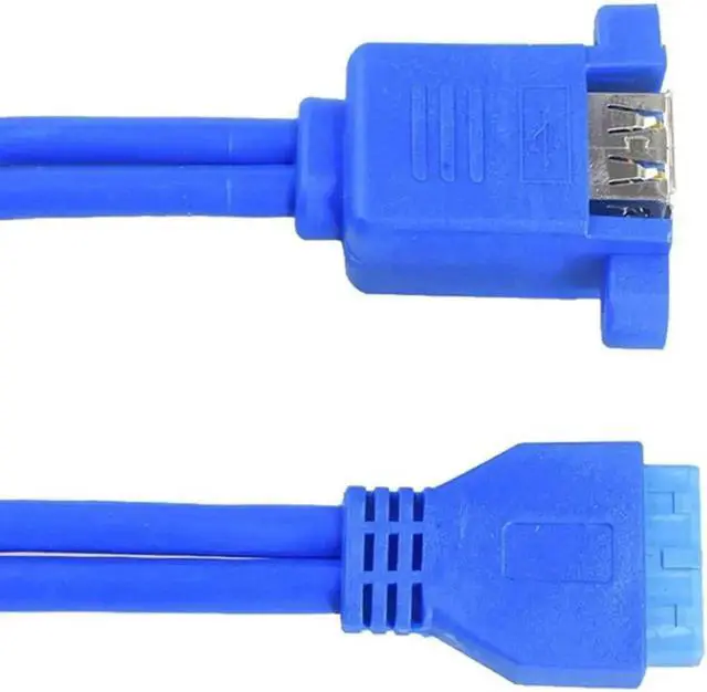 Alt view image 4 of 6 - Motherboard 19/20Pin USB3.0 Header to Dual USB3.0 Type-A Female Splitter Cable with Mount Screw Holes