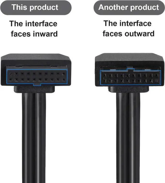 Alt view image 2 of 7 - 19Pin USB3.0 Mainboard Header Male to Female Extension Cable, Inward-Facing Front Panel High-Speed Cord