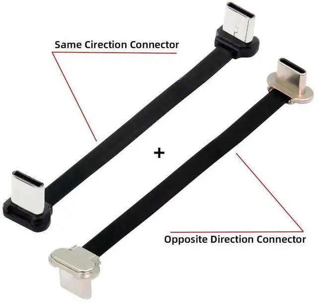 Alt view image 2 of 7 - 2PCS/Lot Right-Angle Flat USB-C to USB-C Cable | USB2.0, 65W PD Fast Charging for Phone Tablet Laptop