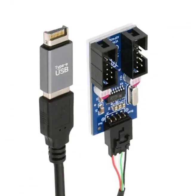 Alt view image 6 of 7 - USB3.1 Type-E 20Pin Male to Dual USB2.0 A Female + 9Pin/10Pin Motherboard Header Internal Hub Adapter, 1-to-2 USB Port Multiplier Splitter Cable