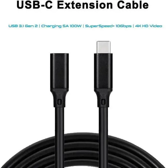 Alt view image 2 of 7 - 2M(6.6ft) USB-C 3.1 Gen2 Male to Female Extension Cable|100W PD Charging,20Gbps Data,4K Video Output