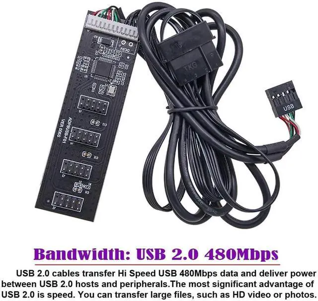 Alt view image 3 of 7 - Internal USB2.0 9Pin/10Pin Header 1-to-4 Female Hub Splitter Cable with IDE Power Supply Port for Motherboard