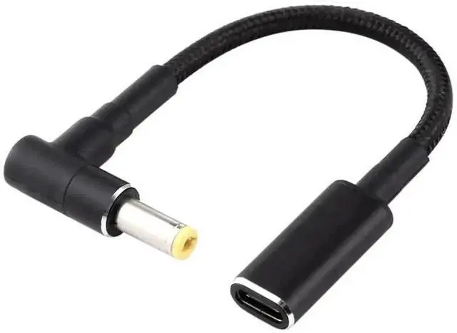 Main image of Right Angle DC 5.5×2.5mm to USB-C PD 100W Nylon Braided Power Cable | Fixed 18.5V~20V Trigger Adapter Cord